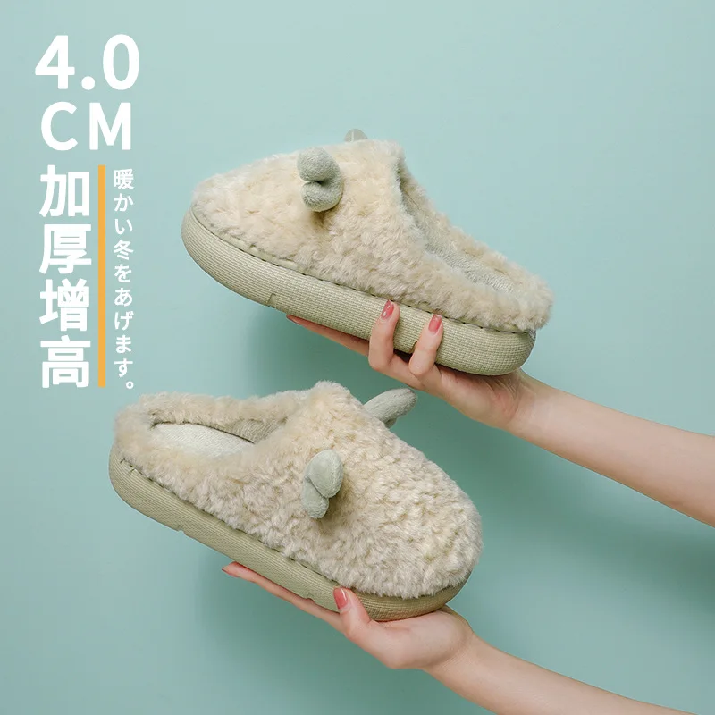 

Модные хлопковые тапочки на толстой подошве для женщин на осень и зиму, домашние и домашние плюшевые теплые тапочки для мужчин