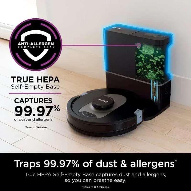 DD2Shark RV2502AE AI Ultra Robot Vacuum with XL HEPA Self-Empty Base,Bagless,60-Day Capacity,LIDAR Navigation,Smart Home Mappin