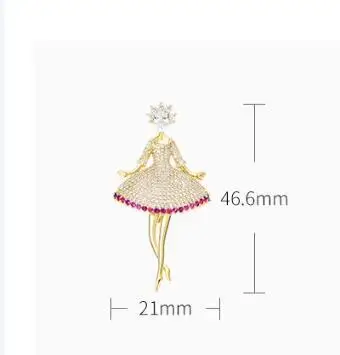 Fashion Glamour Beautiful Princess Ballerina Brooches for Women Crystal Pin Ballet Girls Jewelry Accessories