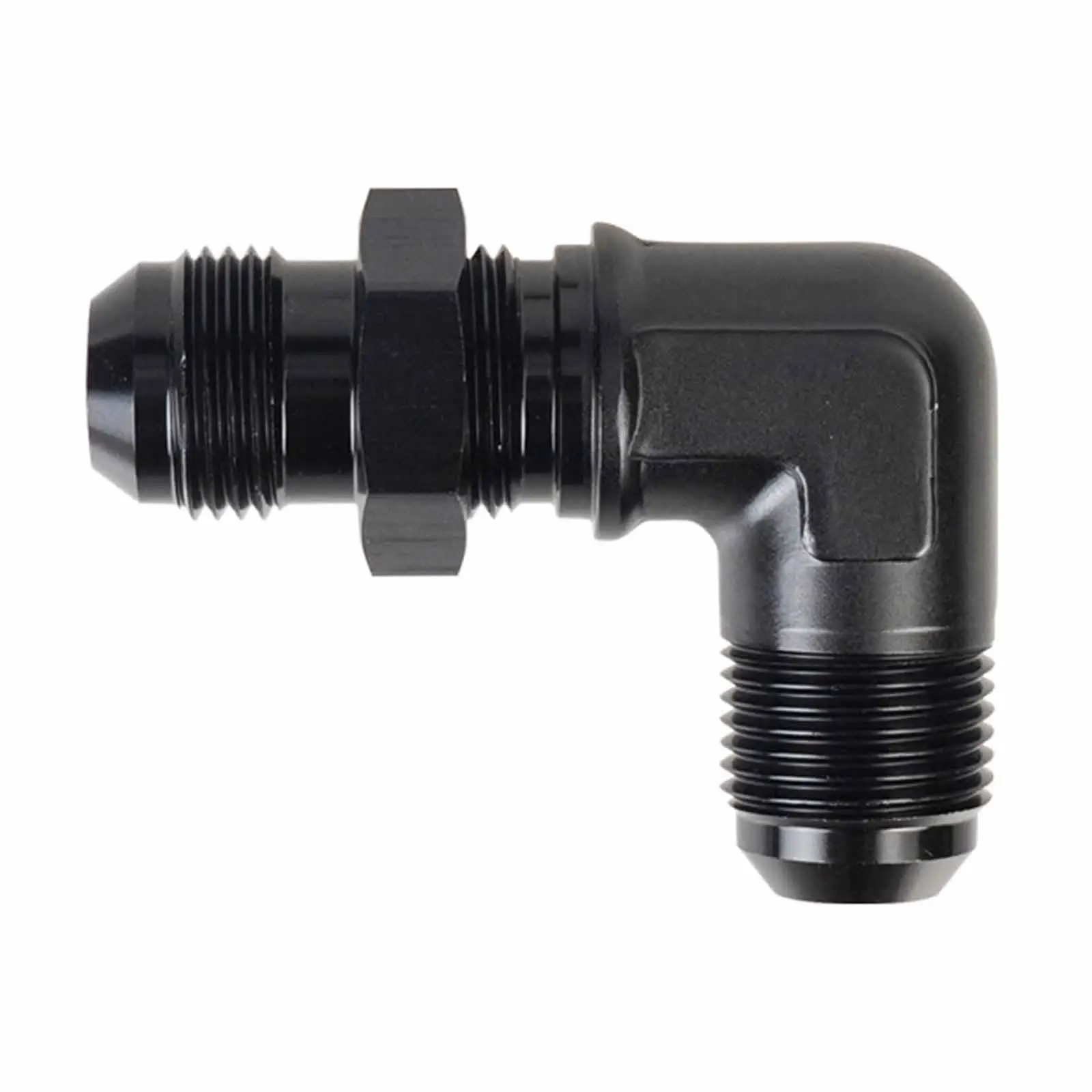 Aluminum 90 Degree Fuel Fitting Adapter AN6 Male Flare Bulkhead Union Connector for Car Fuel System Black