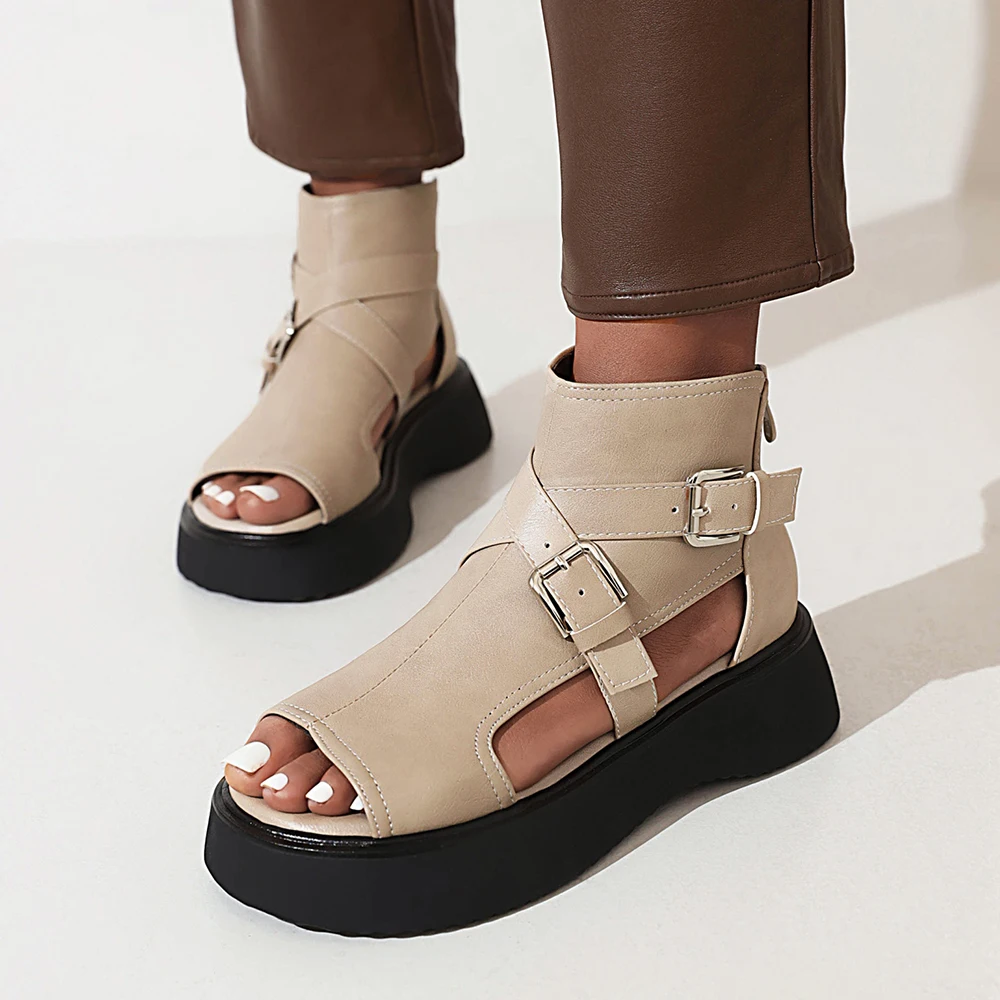 Women Summer Gladiator Sandals Platform Wedges Shoes Ladies Vintage PU Leather Plus Size Sandalias Mujer Sapato Feminino 2022