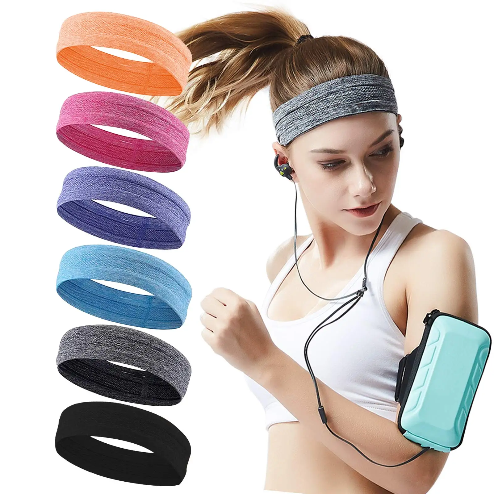 

Sweat Bands Headbands for Women Workout, Fashion Non Slip Headband, Moisture Wicking Sweatband for Sports Running Athletic Yoga