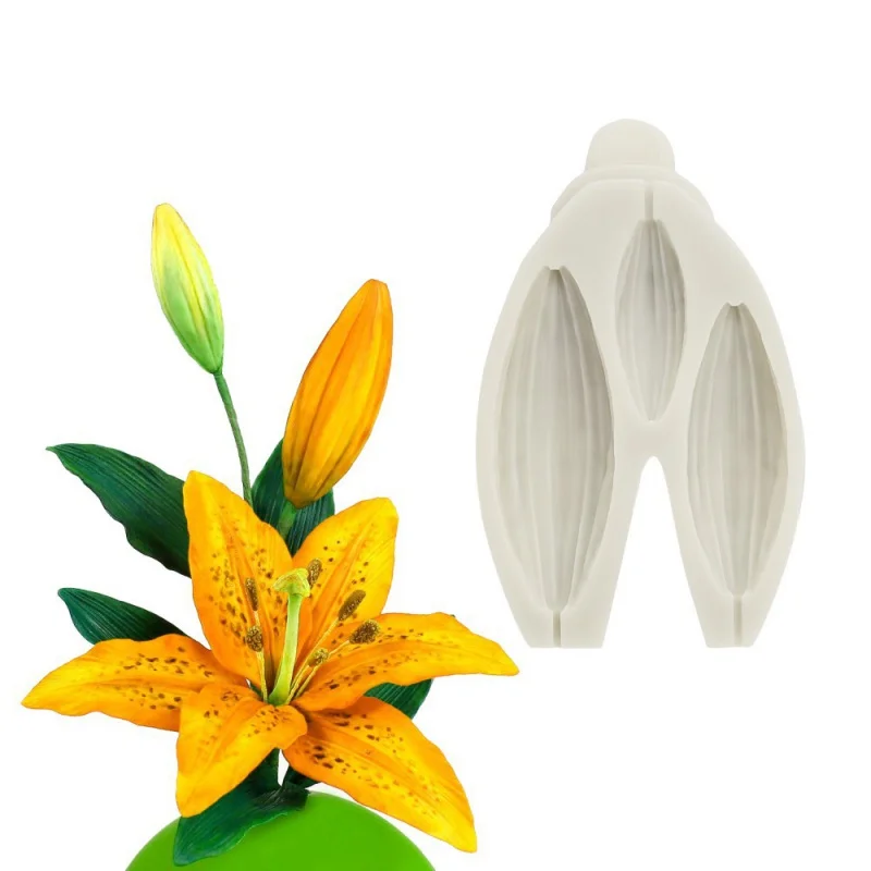 Artificial Flower Lily Petal Leaf Fondant Silicone Mold DIYChocolate Decoration Cake Baking Tools