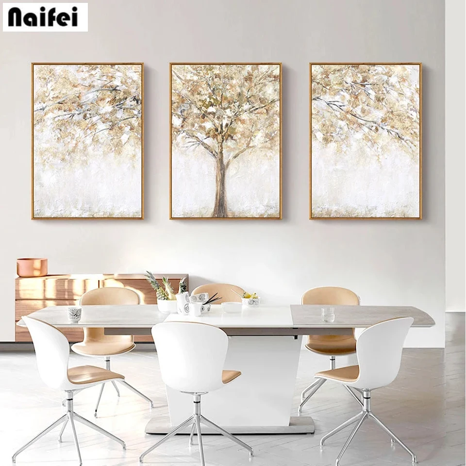 5D Diy Diamond Painting Abstract Tree mosaic Diamond Embroidery landscape Full Square round Drill Cross Stitch Wall Art 3pcs/set