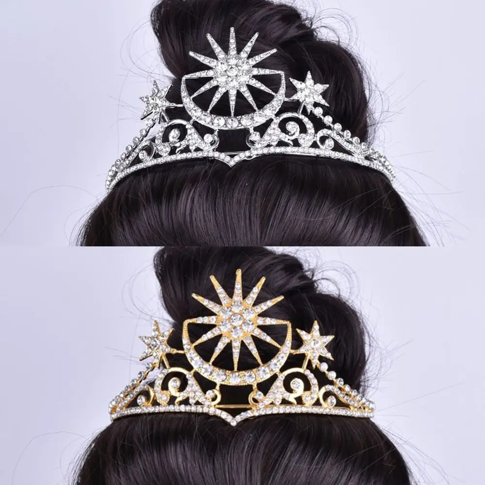 Baroque Star Crown Crystal Bridal Bride Queen Party Tiaras Rhinestone Bride Star Headdress Wedding Hair Accessories Tiara