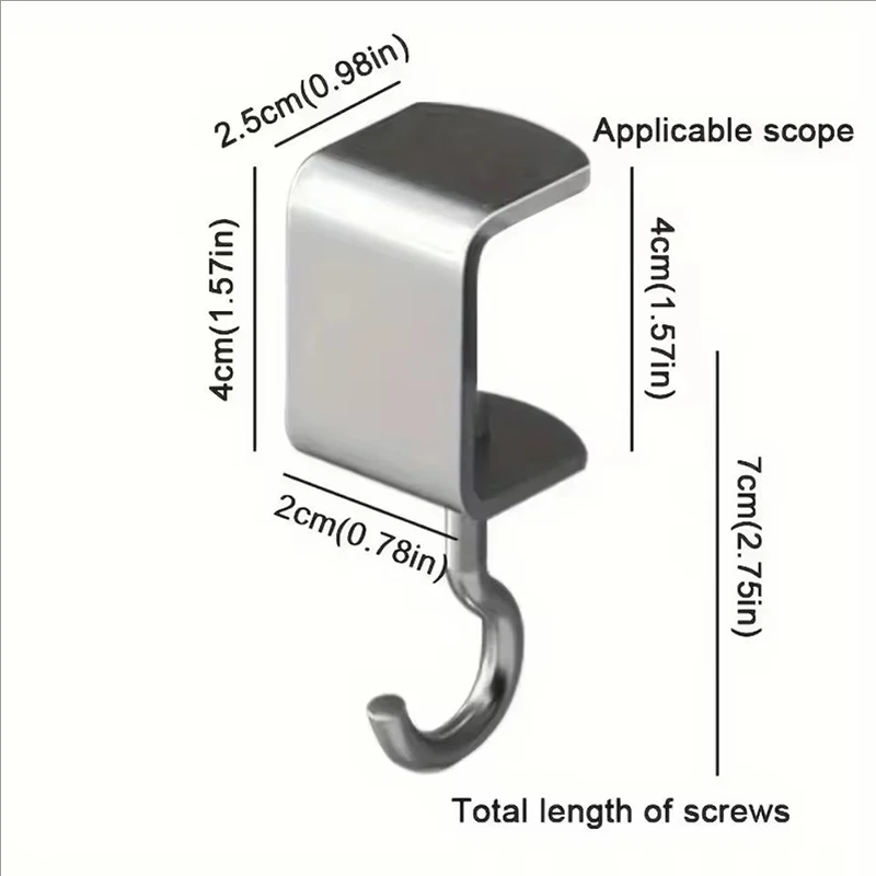 1/2/5pcs 360° Rotatable Steel Table Hooks - Detachable, Non-Destructive Installation for Office Desks, School Dormitories image 6