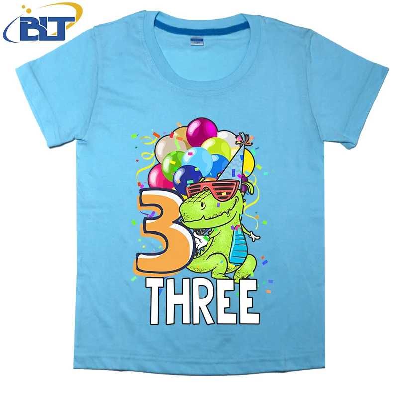 3 Year Old Boy Dinosaur T-Rex Gift Print Kidst shirt in summer cotton short-sleeved casual top boys and girls applicable