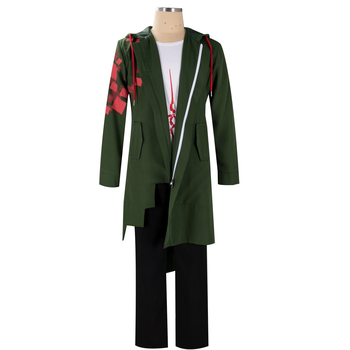 HOLRAN Men Komaeda Nagito Cosplay Costume Long  Jacket Cloak Tshirt Set