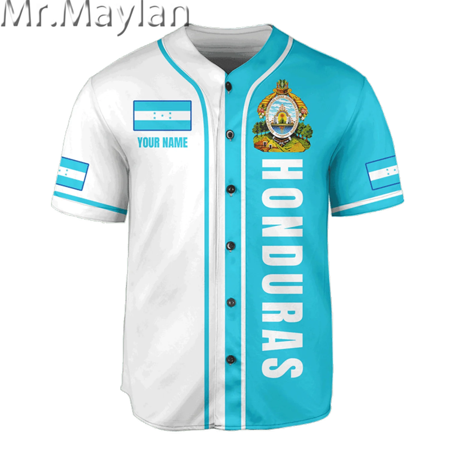 Honduras Half & Half Customize Your Name Baseball Jersey Shirt Baseball Shirt 3D Printed Men's Shirt Casual Shirts hip hop Tops