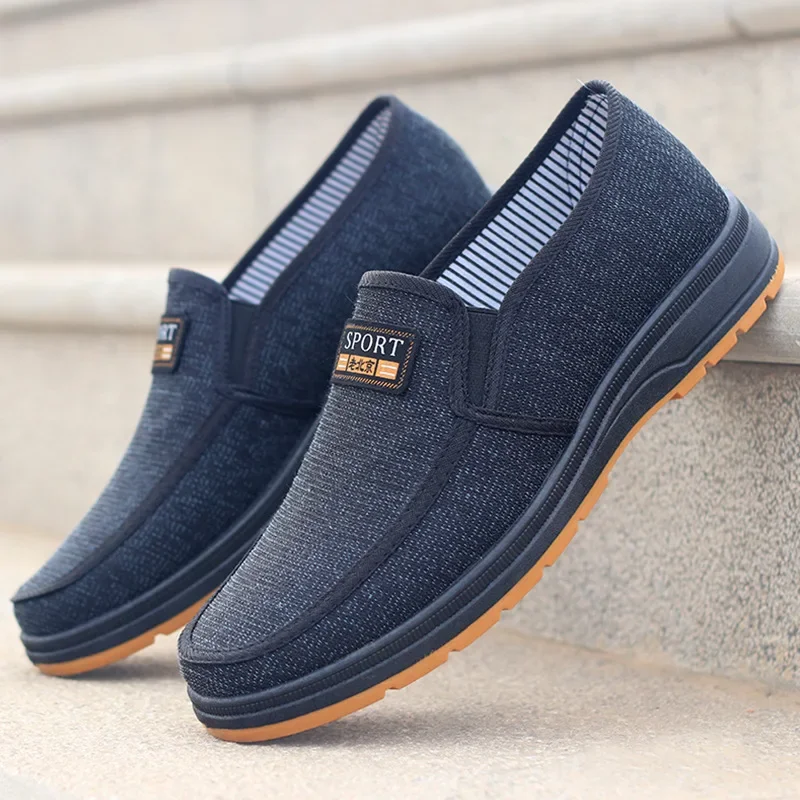 Shallow Canvas Shoes Spring and Autumn New Breathable and Wear-resistant One-pedal Cloth Shoes Low-top Casual Men's Board Shoes