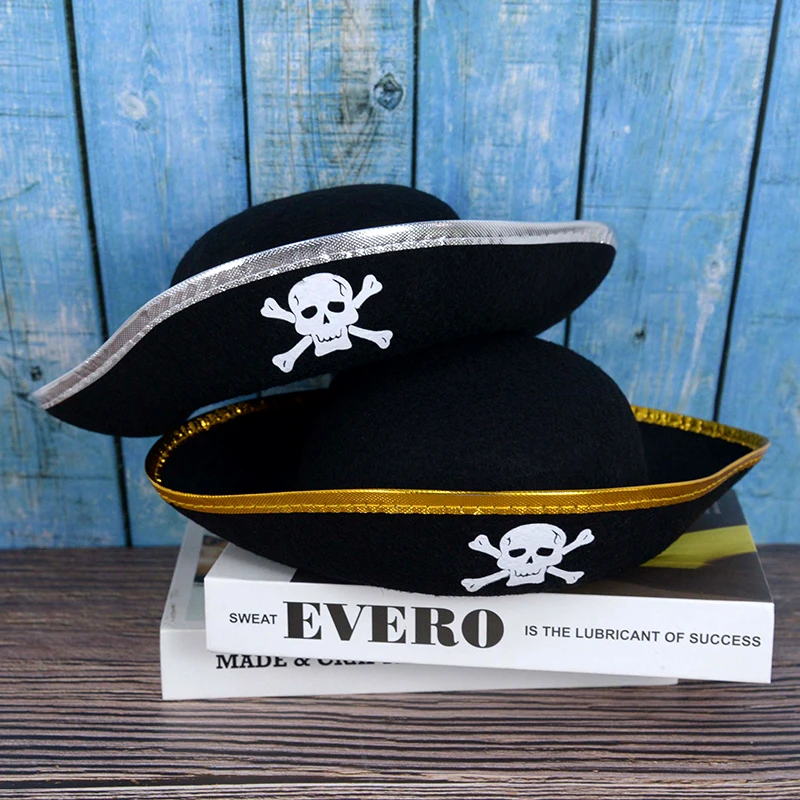 

Pirate Hat Print Skull Pirate Captain Costume Cap Halloween Masquerade Party Performance Hat Child Adult Cosplay Decoration Prop