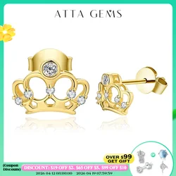 Attagems Crown Moissanite Stud Earrings Women Sterling Silver 925 Classic Style Korean Fashion Small Earring Pendientes 귀걸이 Gift
