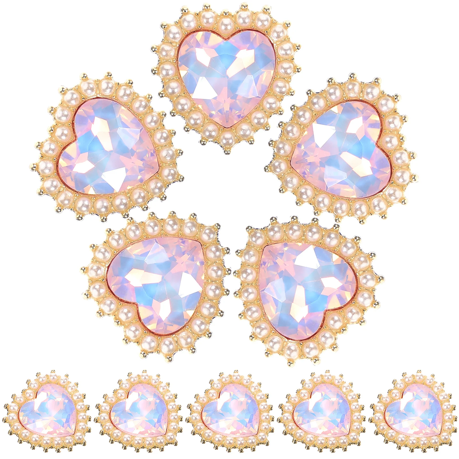 10 Pcs Rhinestones Making Bead Pearl Stickers Heart-shaped Pendant Earrings with Bow Locket Embellishments Accessories