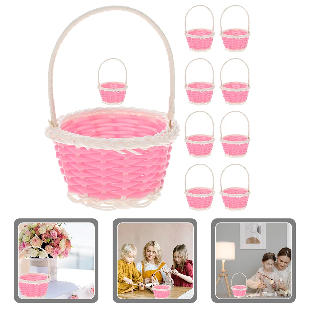 

10 Pcs Animal Children's Handbasket Baby Woven Picnic Plastic Mini Baskets Party Favor