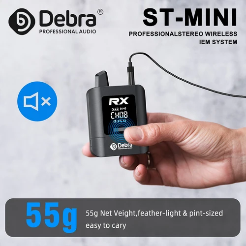 Imagen 1 del producto Debra Nuevo sistema de monitorización intrauditiva inalámbrico estéreo ST-MINI, transmisión de señal digital 2,4G para webcasting, rendimiento de banda