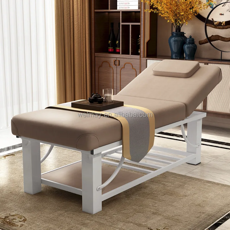 Wooden Spa Salon Beauty Health Care White Massage Table Bed Nail Lash Facial Bed