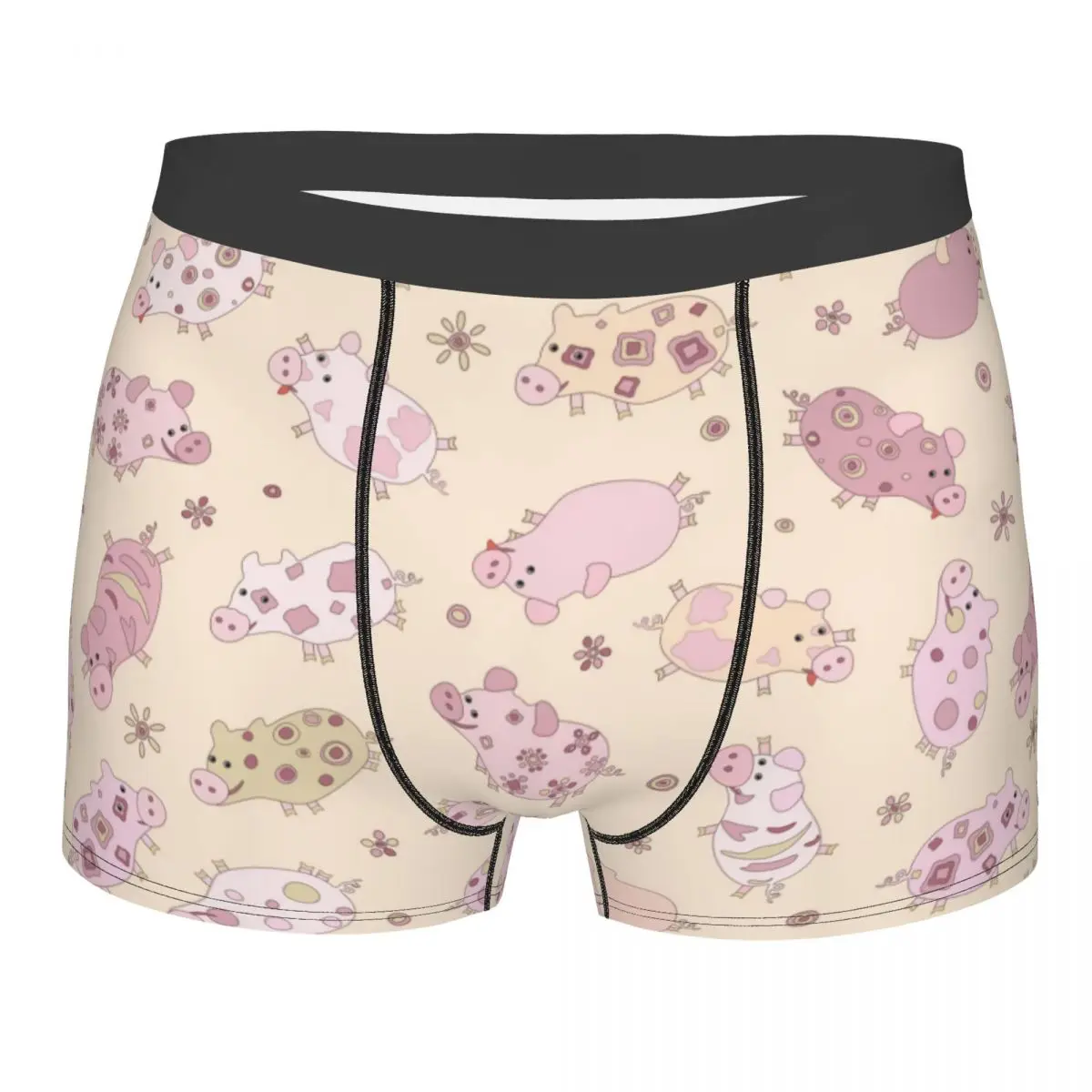 Custom Cute Animal Pigs Piggy Pattern Underwear Men Stretch Boxer Briefs Shorts Panties Soft Underpants For Male