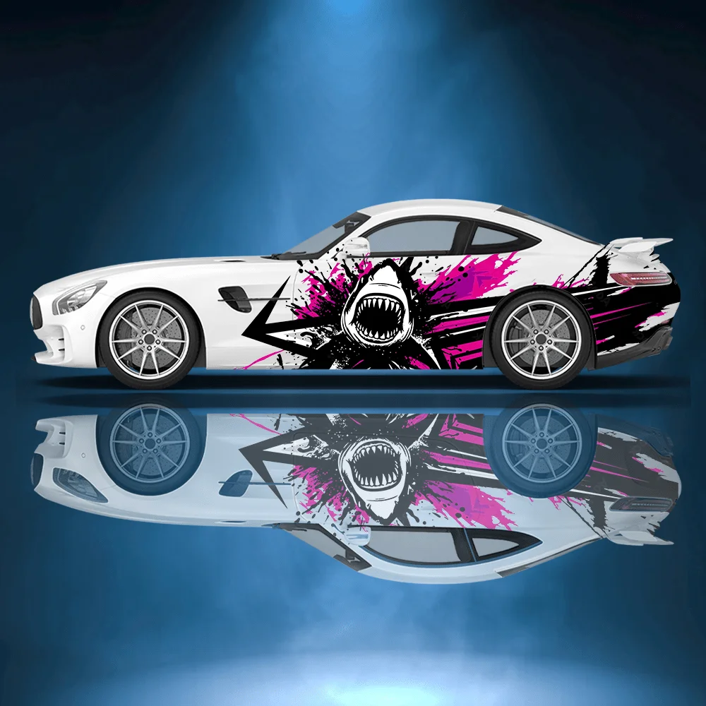 

Наклейка-деколь с изображением акулы для автомобиля, наклейка на весь кузов, декоративная наклейка, защита от царапин, водонепроницаемая наклейка для автомобиля