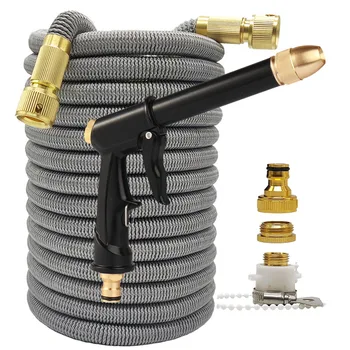 Flexible gray high pressure magic garden watering hose expandable 2.5-30 meters for farm irrigation washing car home pipe reel gun