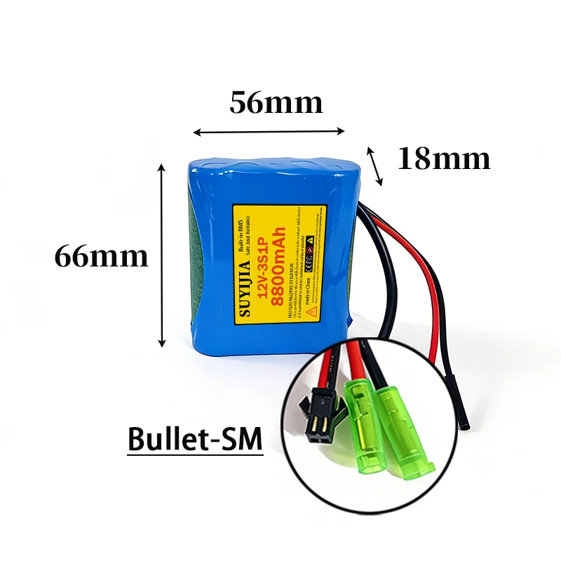 12V 8800mAh 3S1P nieuwe 18650 oplaadbare lithiumbatterij met ingebouwde BMS geschikt voor elektrisch gereedschap en elektrisch speelgoed