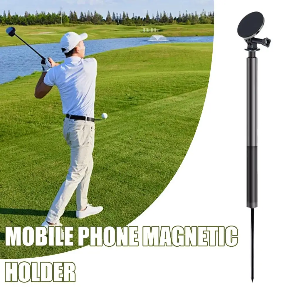 Ground-insert Magnetic Suction Phone Stand Golf Head Streaming Selfie Stick Phone Monopod Outdoor Swing Holder Magnetic Liv D3X0