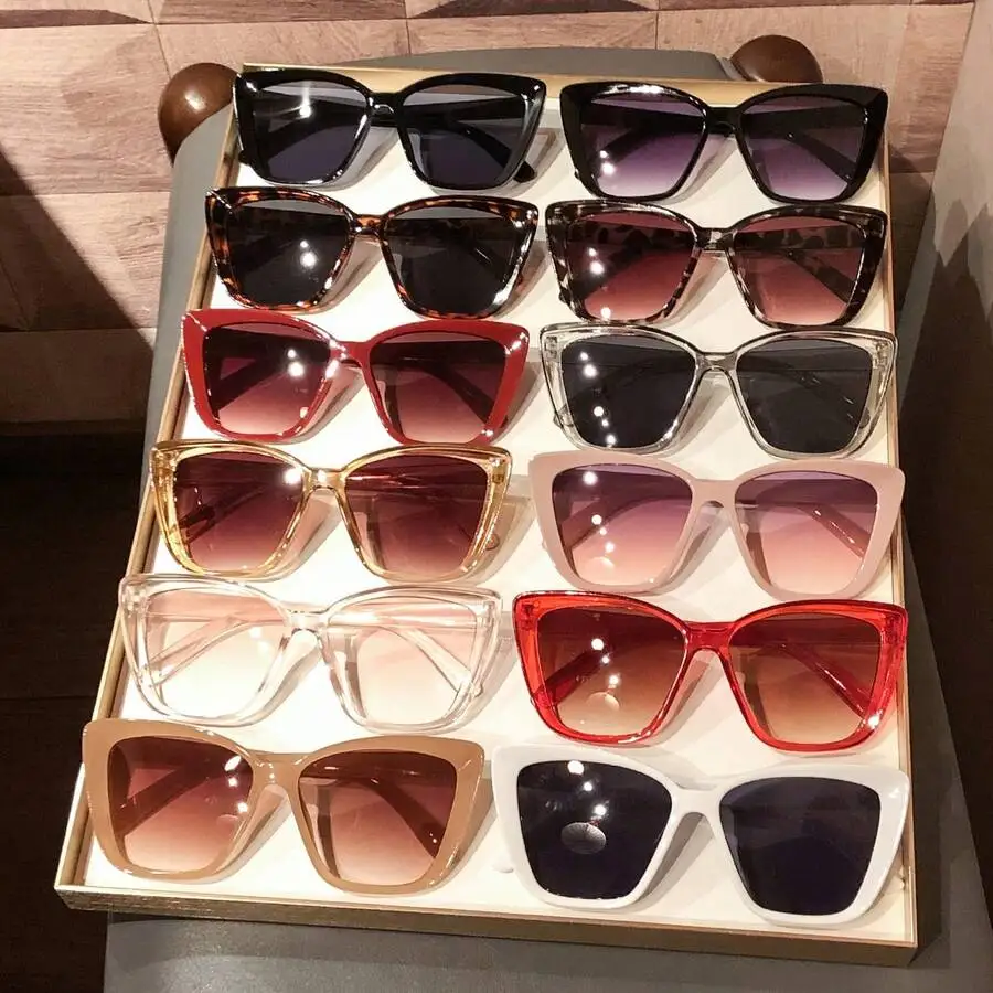 

12 Pairs Women's Plastic Cat Eye Glasses, Sexy Chic Soft Relaxed Vibe Versatile Stylish Glasses Suitable For Music Festivals, Ba