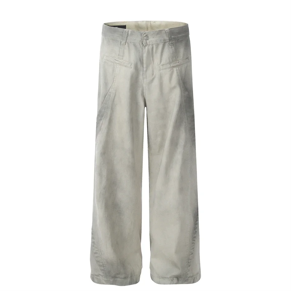 

Streetwear Hip Hop Baggy Jeans Men Vintage Patchwork Wide-leg Denim Pants Harajuku Washed White Oversized Jeans Trousers Mens