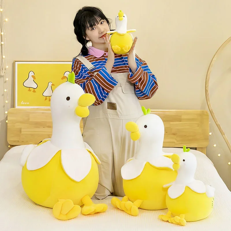 Banana A Friend Duck Plush Toy para Meninos e Meninas, Cute Super New, Creative Birthday Gift, Yellow Duck Doll, Bed Pillow, Decore, 25cm