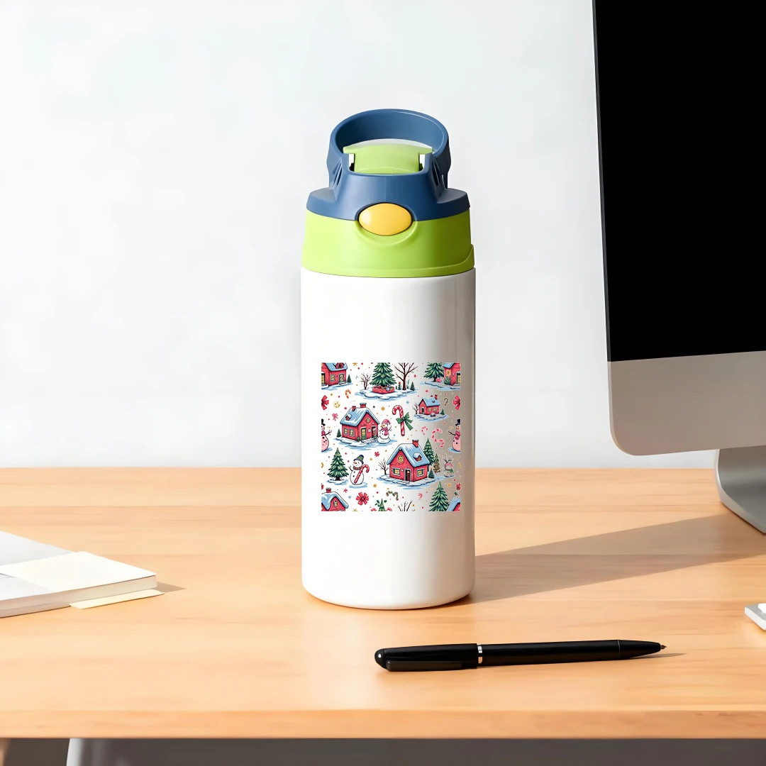 Tazza termica in acciaio inossidabile 304 cartone animato tema natalizio tazza di paglia per bambini perfetto regalo di Natale caldo musthave per le vacanze