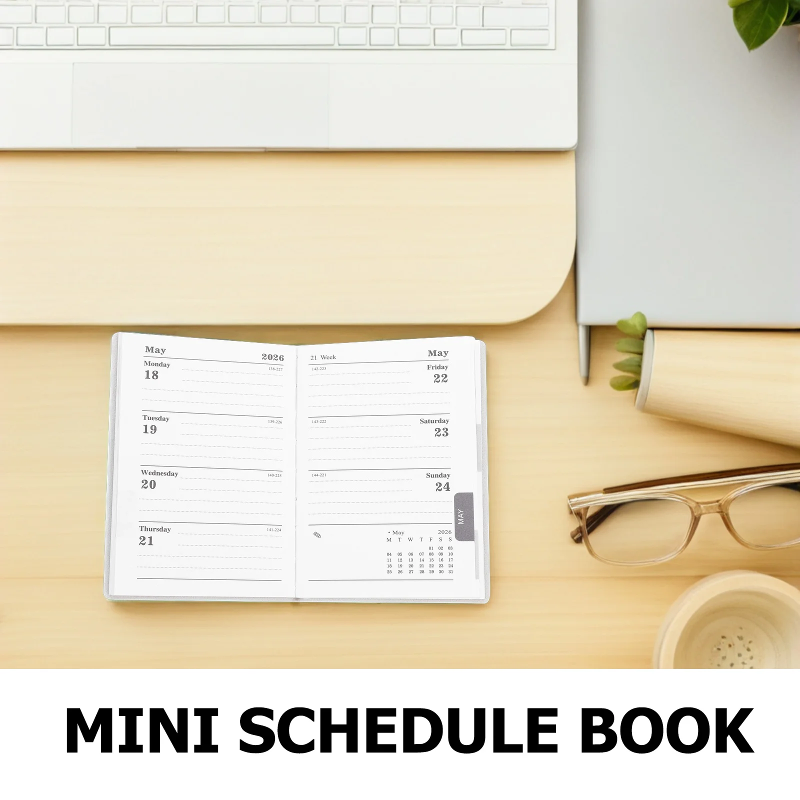 A7 2026 Mini Planner English Compact PU Cover Pocket Daily Monthly Weekly Planner Calendar Notebook for Purse Office School