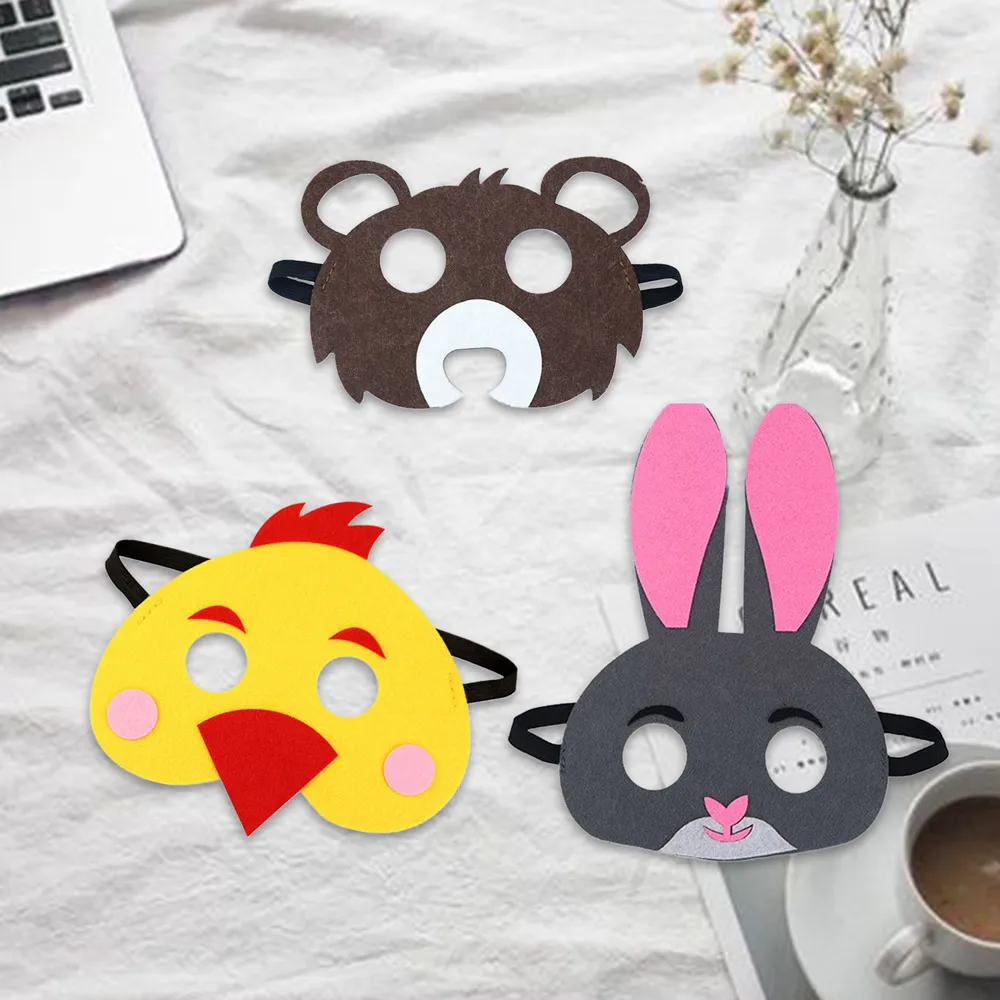 Felt Animal Mask Halloweenfor Kids Non-woven Eye Mask Jungle Theme Party Supplies Safari Birthday