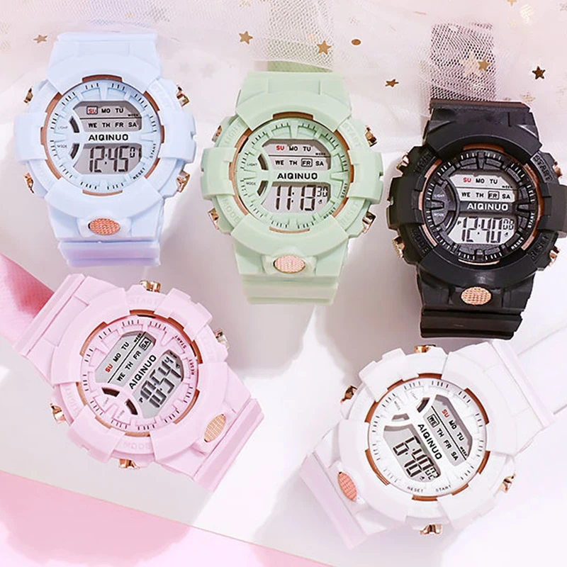 Candy Color Electronic Watch Women Men Life Waterproof Digital Sports Watches Kids Multi-function Wristwatch Casual Hand Clock