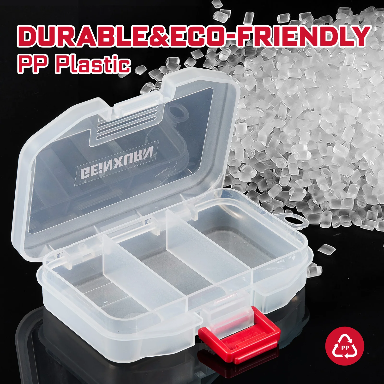 Geinxurn 6/12PCS Storage Box Set, PP Plastic Divided Parts Organizer, Dual‑Lock Carabiner Hook