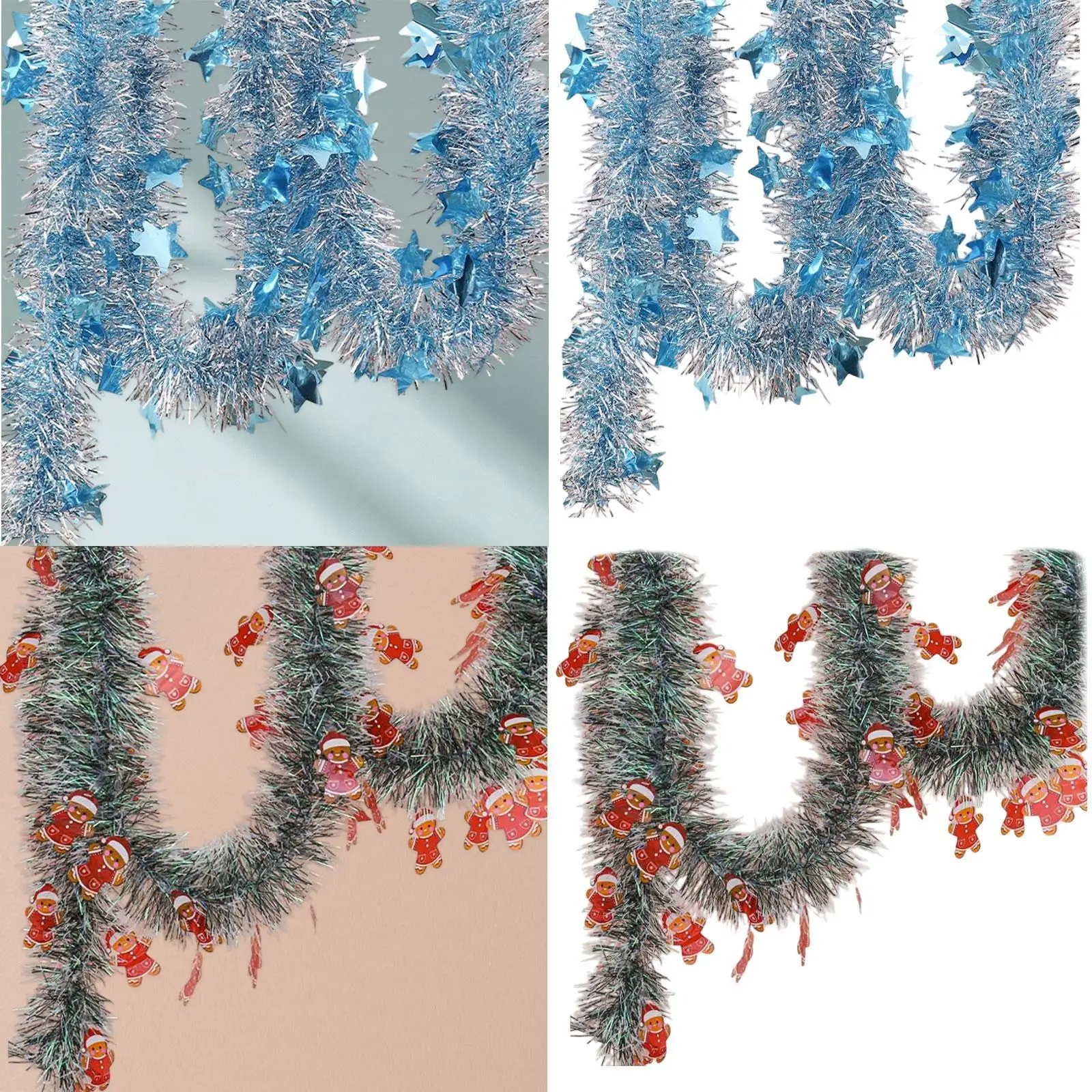 Christmas Tinsel Garland Shiny Staircase Banister Decorative Home Xmas Decor