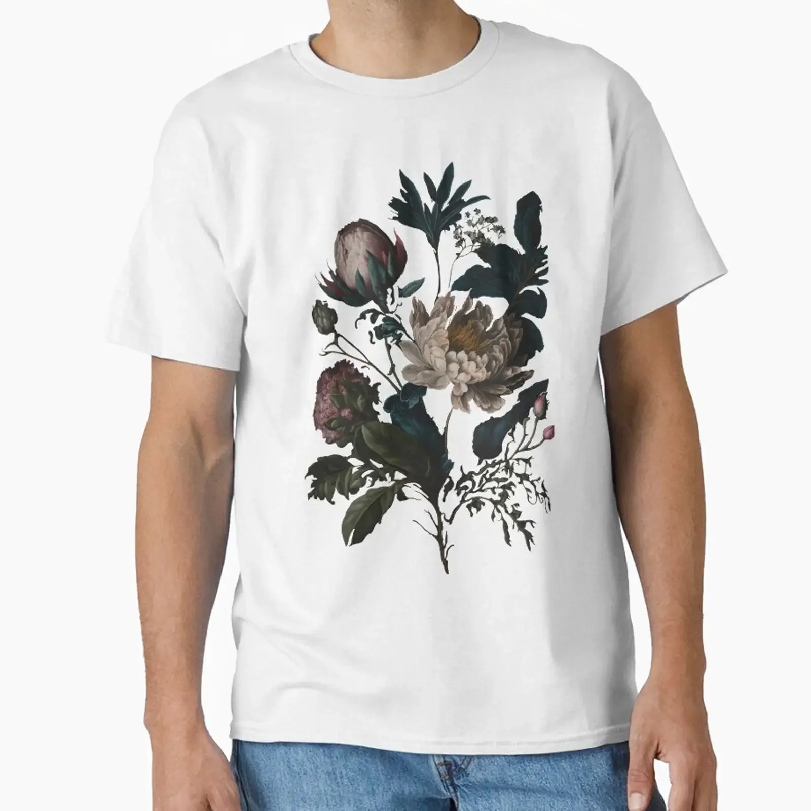 Dark Academia Peony Botanical, diseñado y vendido por Enyr, ropa de diseñador vintage con efecto lavado, moda unisex, ligeramente cómoda