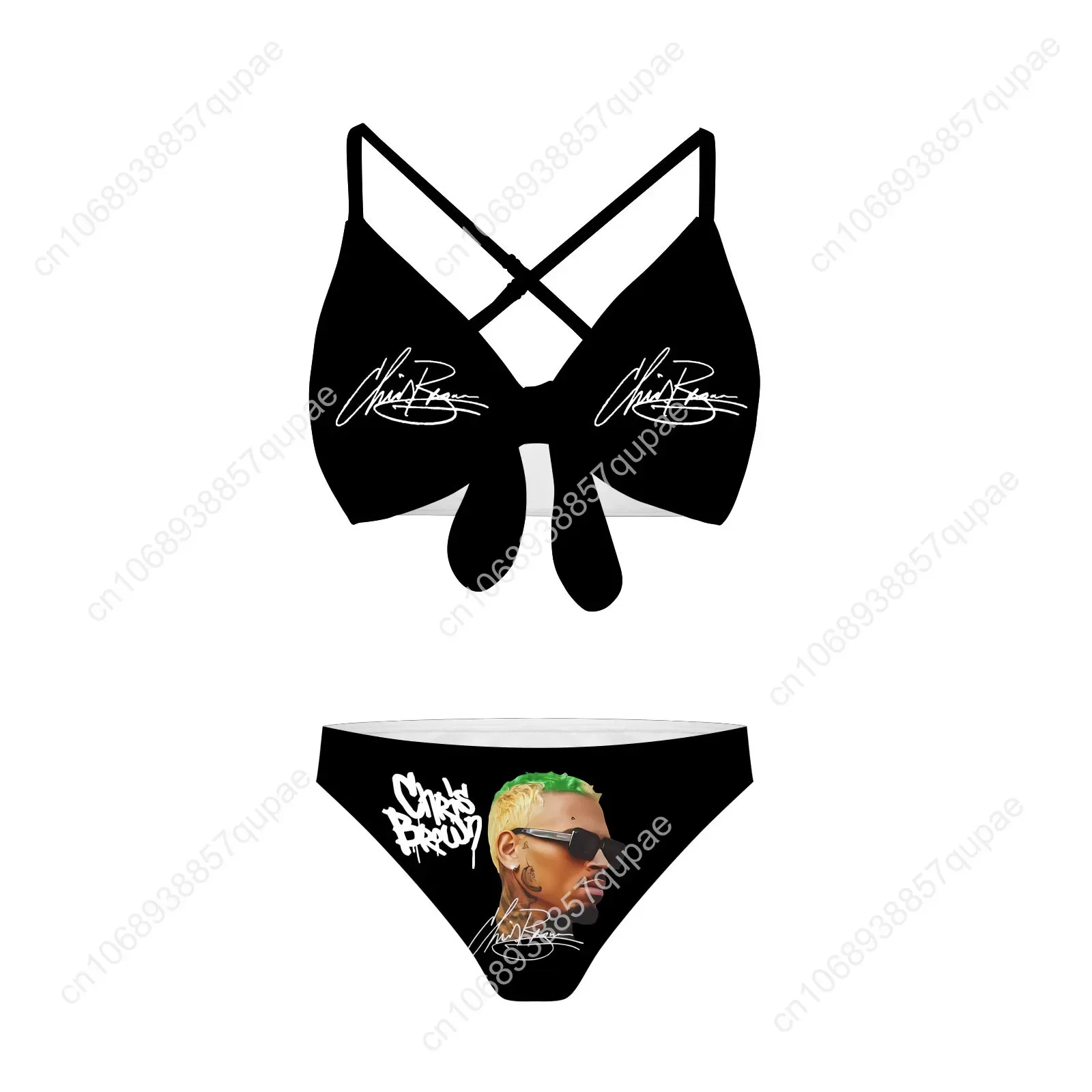 Chris Brown Bathing Suits Cross Strap Suspenders Swimsuits Womens Bikini Pool Party Beach Swimwear Customized Beachwear