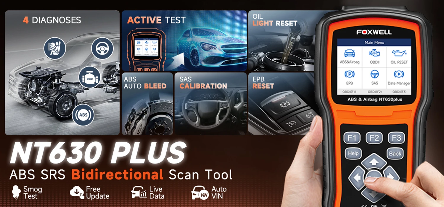 Bidirektionaler OBD2-Scanner mit ABS und SRS ABS Auto Bleed Scan Tool Live Data Car Code Reader Diagnosetool FOXWELL NT630 – Detail 1