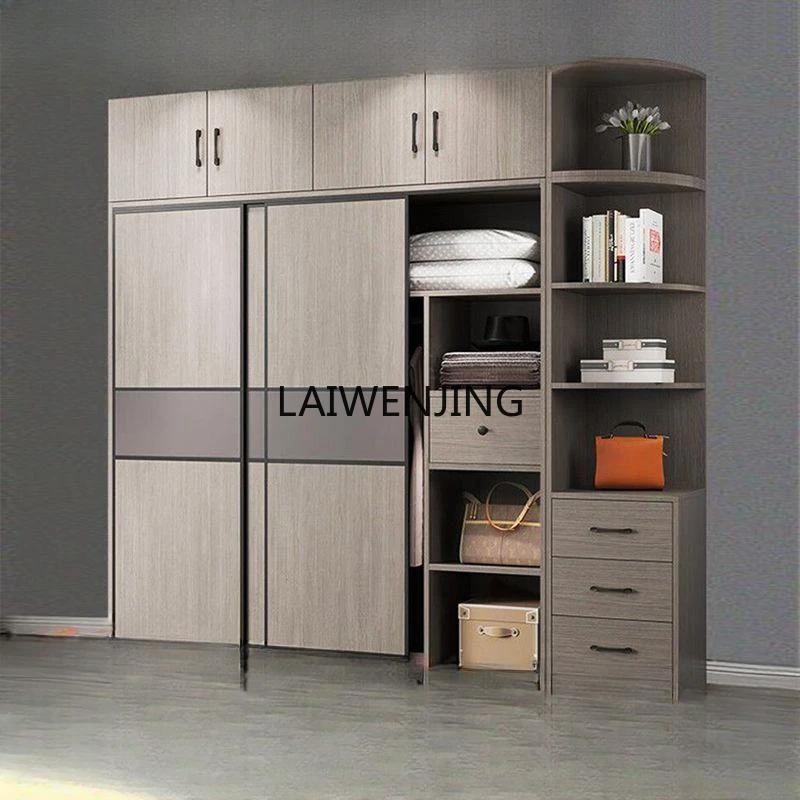 MJY Home Bedroom Simple Storage Rental Room Sliding Door Wardrobe Storage Cabinet