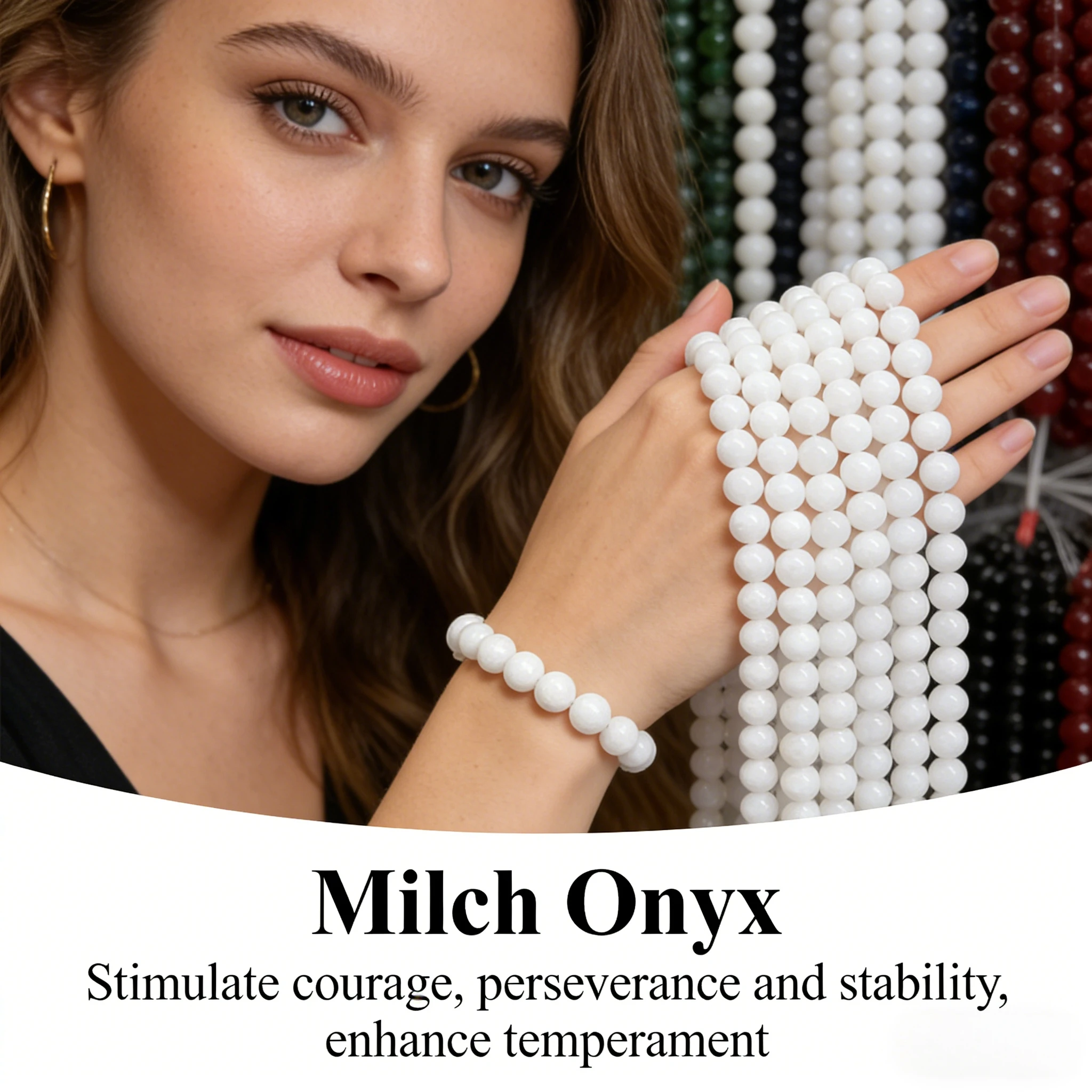 Natural Milky Onyx Gemstone Beads Loose 4 6 8 10mm Round Stone Beads Making DIY Bracelet Necklace Supplies Jewelry Accessories