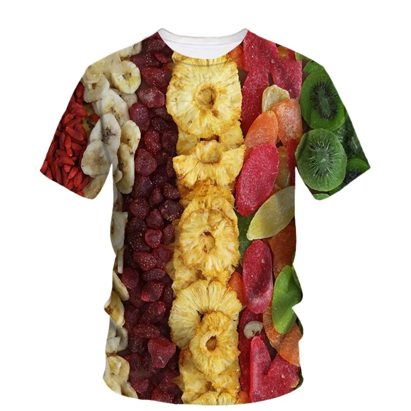 Hip Hop Fashion Dried Fruit Snack 3d Printing Summer Men's T-Shirt Short Sleeve Personality Alternative Trend Casual Loose Top