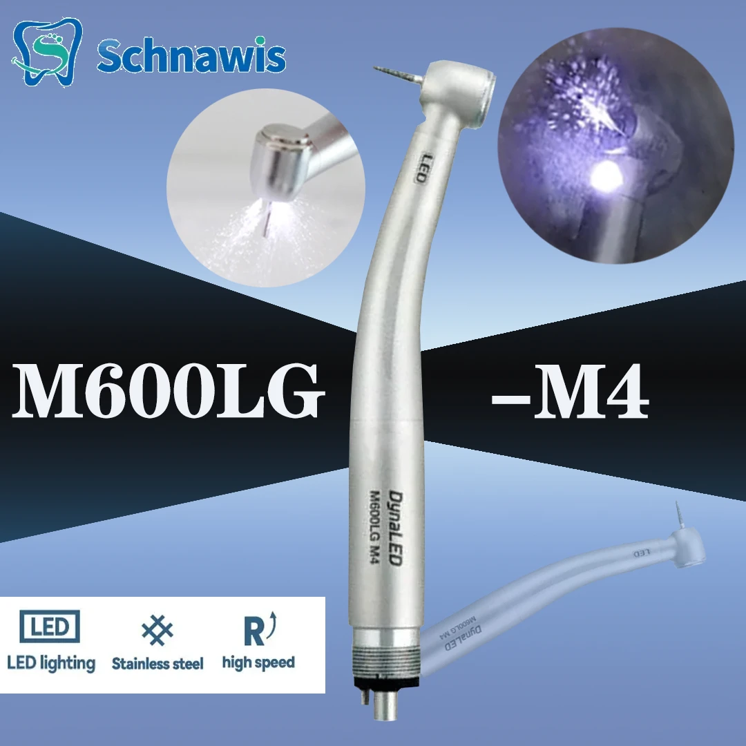 

Dental LED E-generator M600LG Push Button High Speed Handpiece Air Turbine Triple Water Spray Hand piece 4hole 2hole