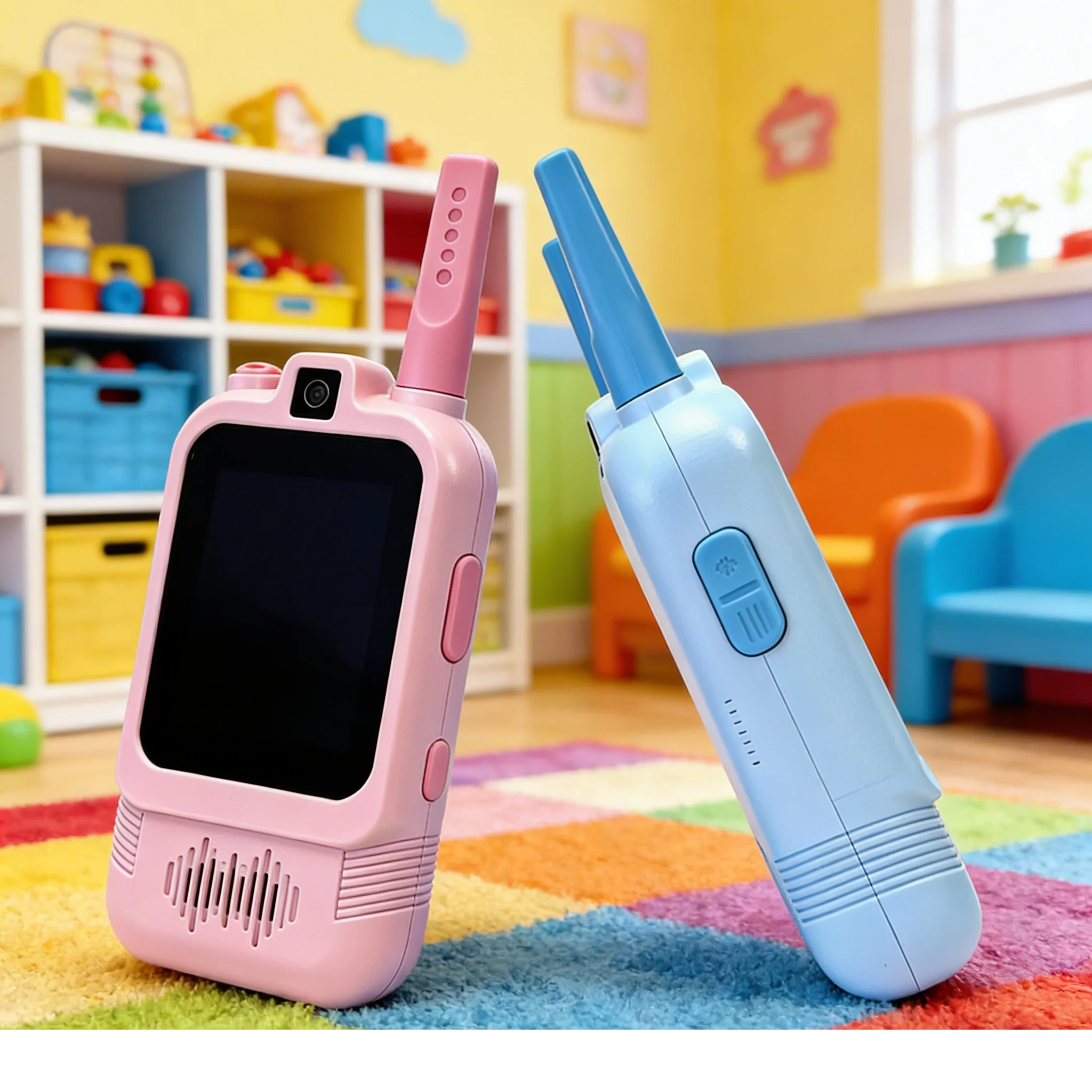 วอล์คกี้ทอล์คกี้สำหรับเด็ก พร้อมหน้าจอ HD 2 นิ้ว และกล้องคู่ ชาร์จซ้ำได้ อินเตอร์คอมสำหรับเด็ก โทรแบบ HD เพียงคลิกเดียว ของขวัญสุดเจ๋ง