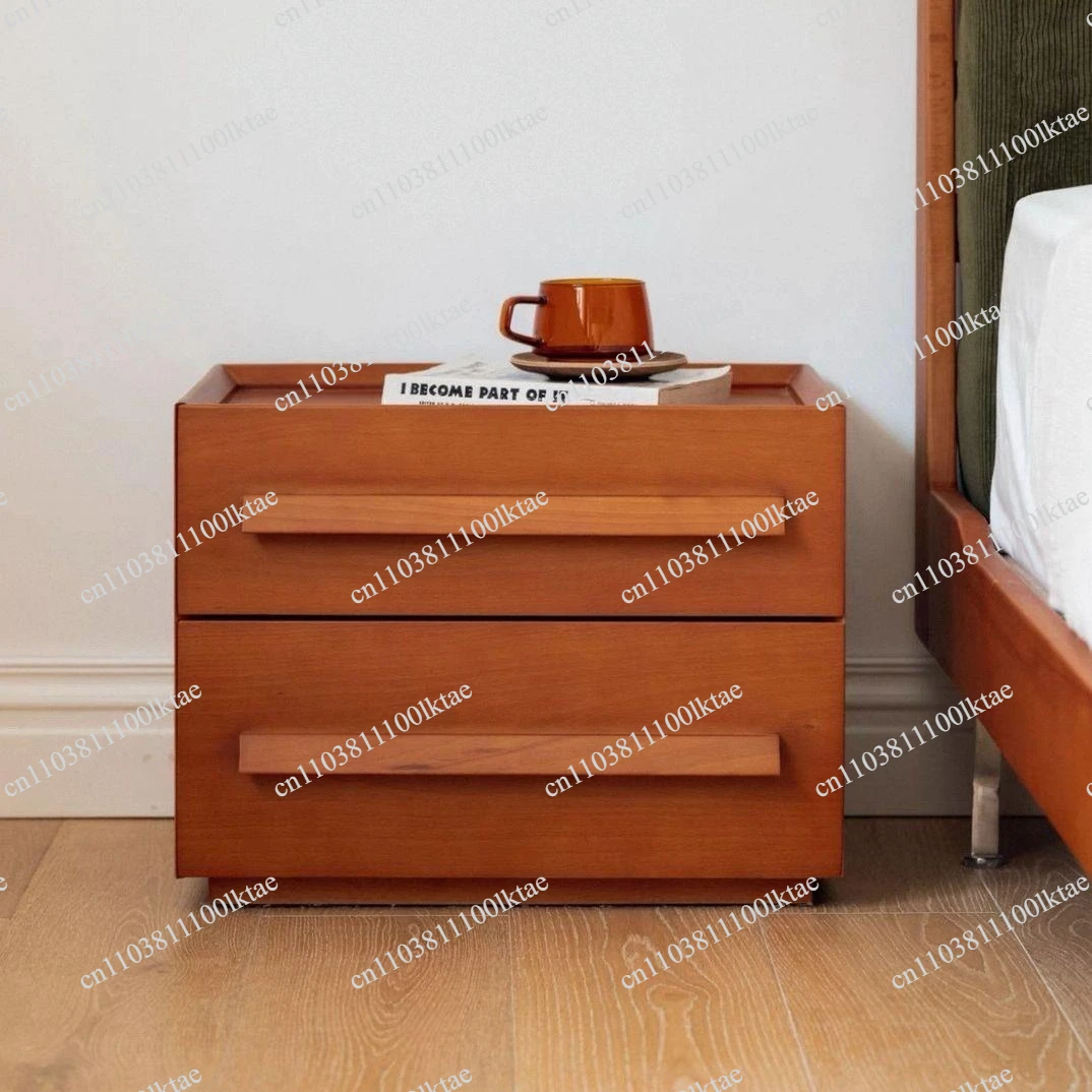 Square Bedside Table Nordic Japanese Retro Simple Practical Bedroom Solid Wood Bedside Storage Locker