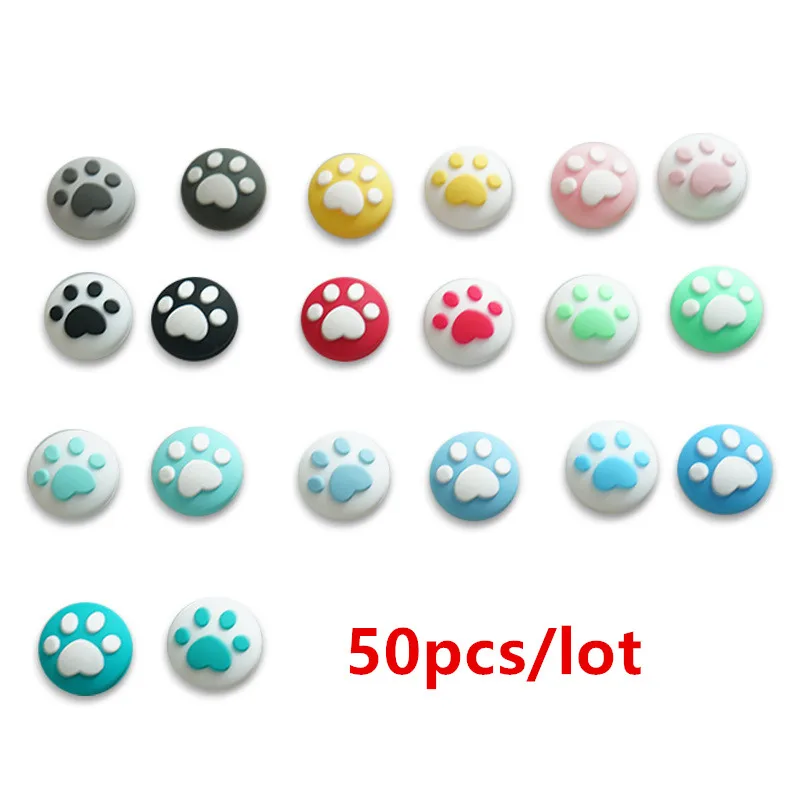 50pcs Cute Cat Claw Thumb Grip Caps Analog Stick Cover Joystick Silicone Cover For Nintendo Switch NS Lite Joy Con Controller