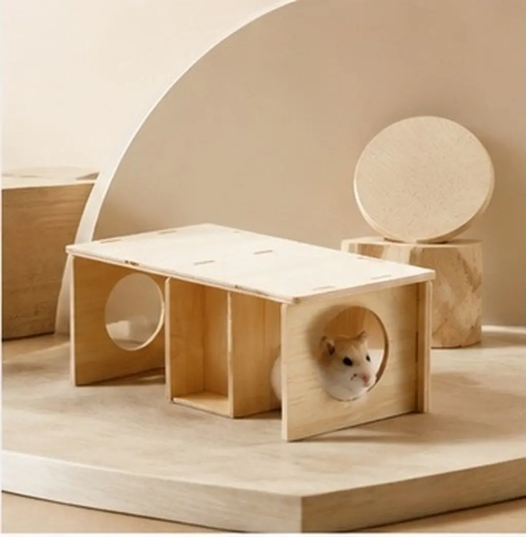 Multi-Chamber Wooden Hamster House Hideout DIY Assembly Small Pet Maze Shelter Nest Bedroom Hamster House Kitten's Nest