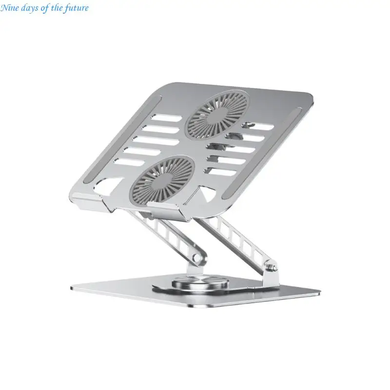 Double Cooling Fan Laptop Stand For 17.3Inch Notebook Adjustables Height Ergonomic Design And 360 Degree Rotation E65A