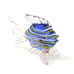 Murano Glass Fish Miniature Figurine Ornament Creative Cute Sea Animals Small Statue Home Desktop Aquarium Decoration Collection