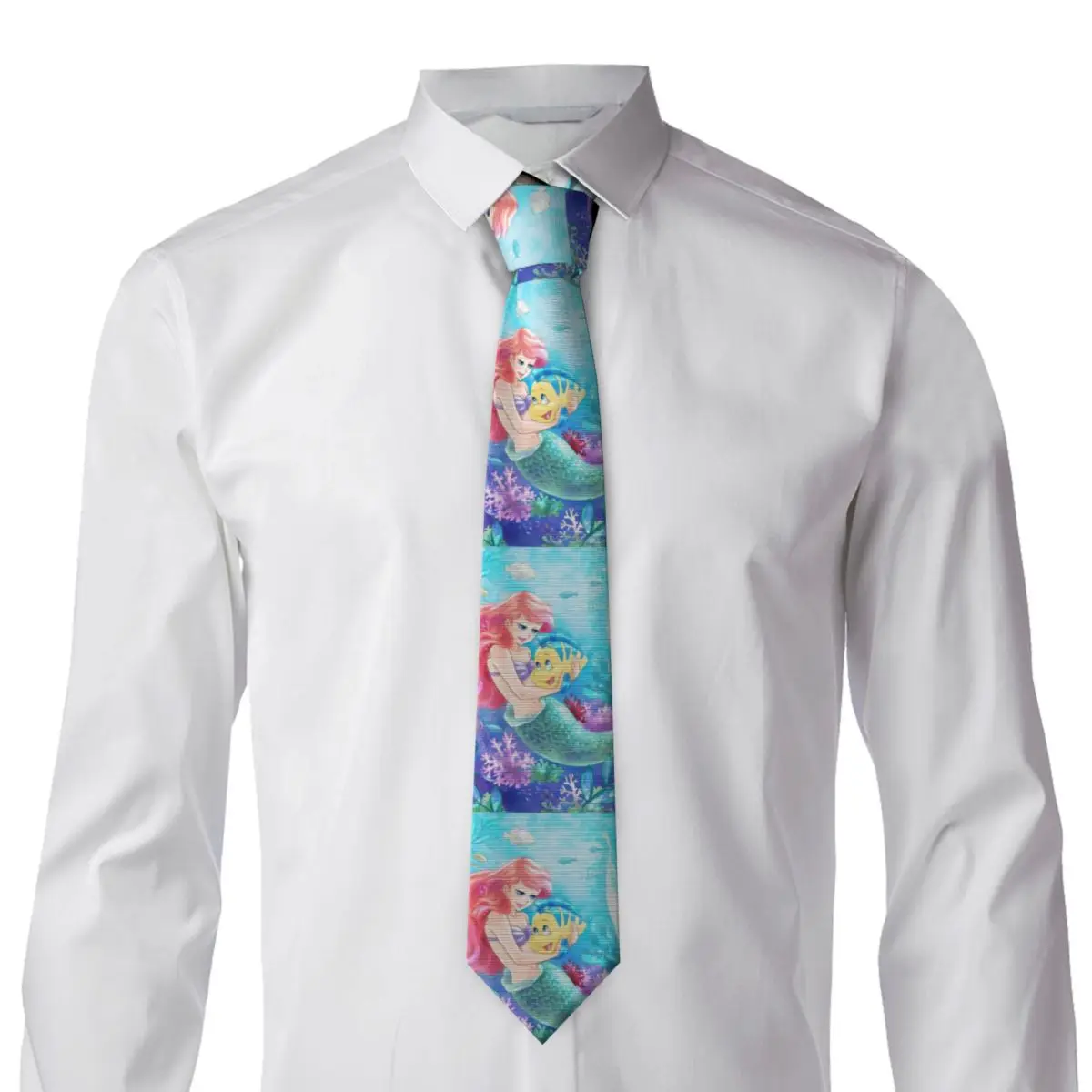 Персонализированный галстук Русалочка Ариэль с рисунком 1 Мужские шелковые галстуки на свадьбу