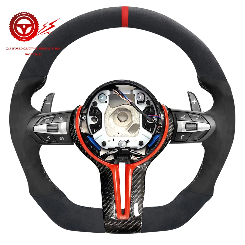 

Carbon Fiber Suede Leather Sports Style Steering Wheel For BMW M2 M3 M4 M5 M6 X5M F30 F10 F20 F35 F22 F18 F07 F01 E90 E92 E46