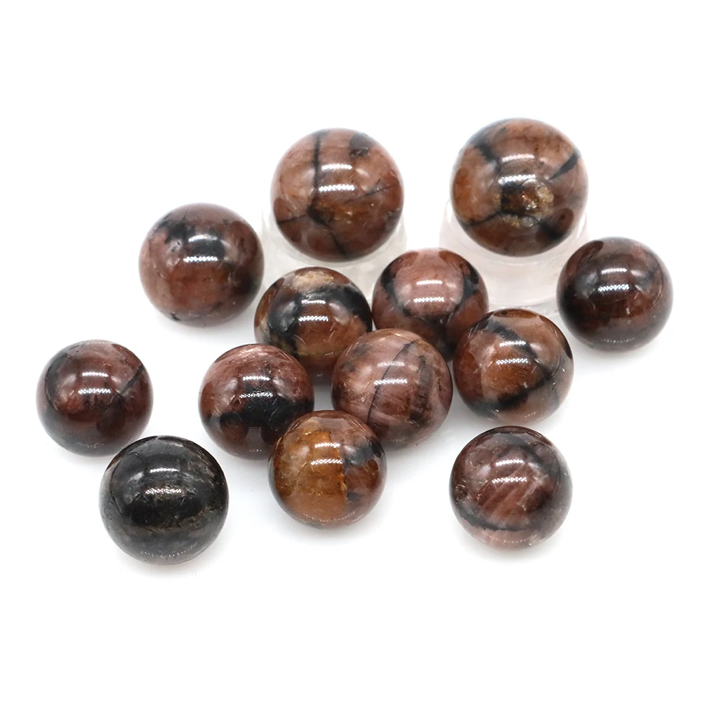 

18-22mm Cross Chiastolite Crystal Ball Healing Chakra Natural Gems Sphere Reiki Energy Round Bead Mineral Specimen Home Decor